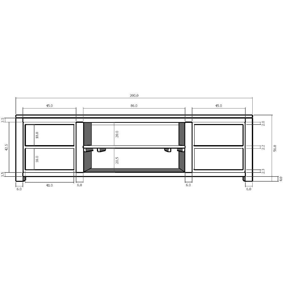 TANAKA SOLID MAHOGANY TV UNIT 2000MM WITH 4 DRAWERS & 2 SHELVES IN CHOCOLATE