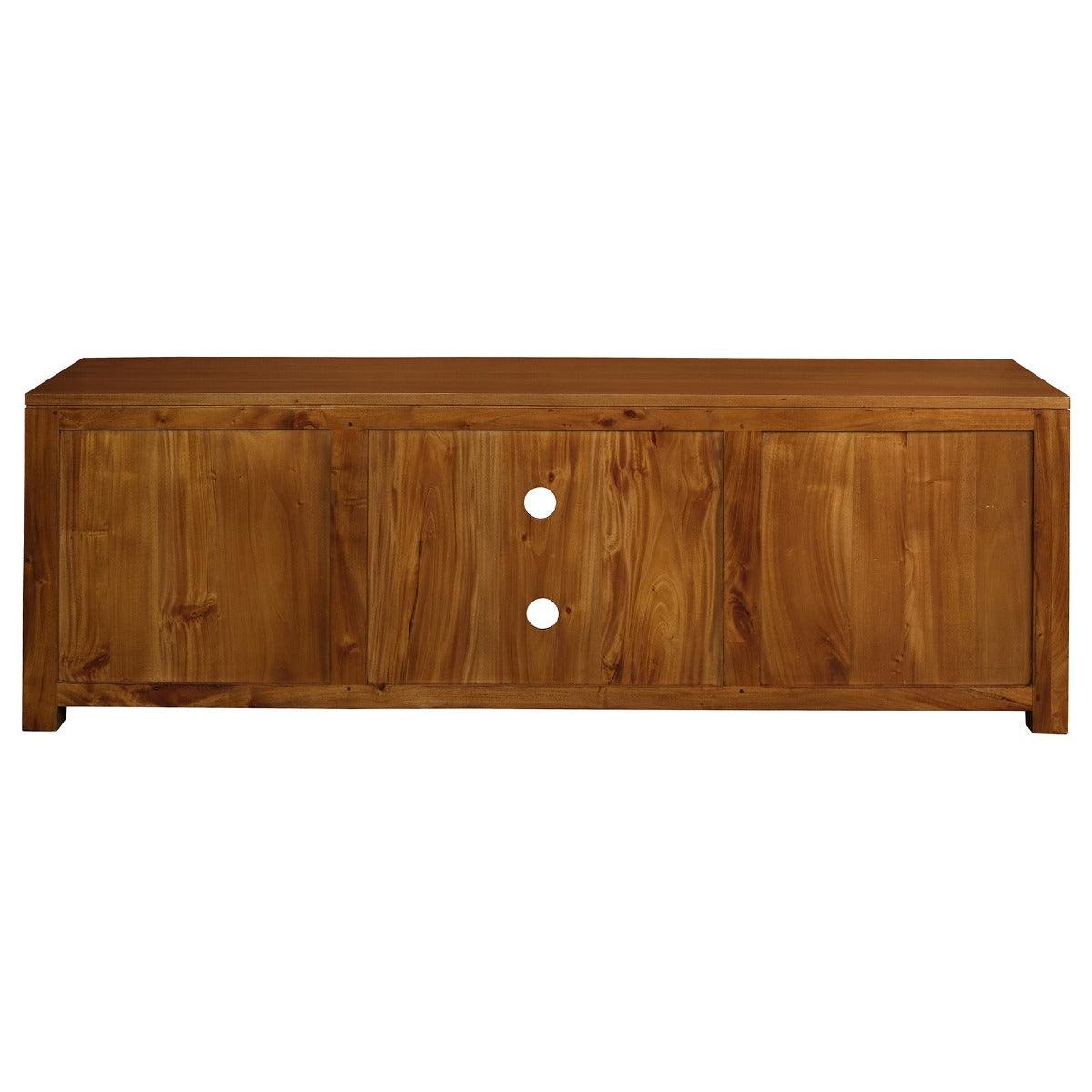 TANAKA SOLID MAHOGANY TV UNIT 1700MM WITH 4 DRAWERS & 2 SHELVES IN LIGHT PECAN