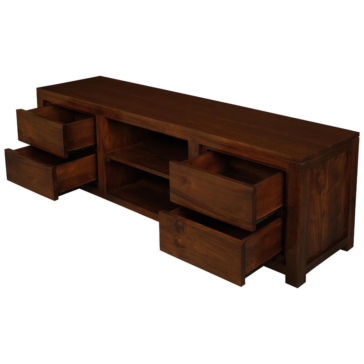 TANAKA SOLID MAHOGANY TV UNIT 1700MM WITH 4 DRAWERS & 2 SHELVES IN MAHOGANY