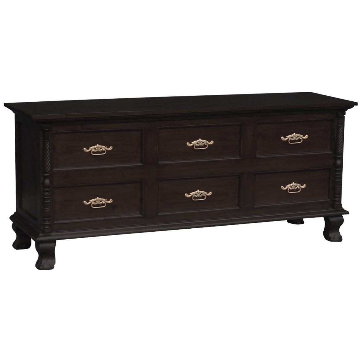 ORLIA SOLID MAHOGANY 6 DRAWER DRESSER IN CHOCOLATE
