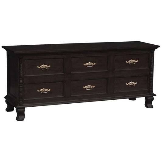 ORLIA SOLID MAHOGANY 6 DRAWER DRESSER IN CHOCOLATE