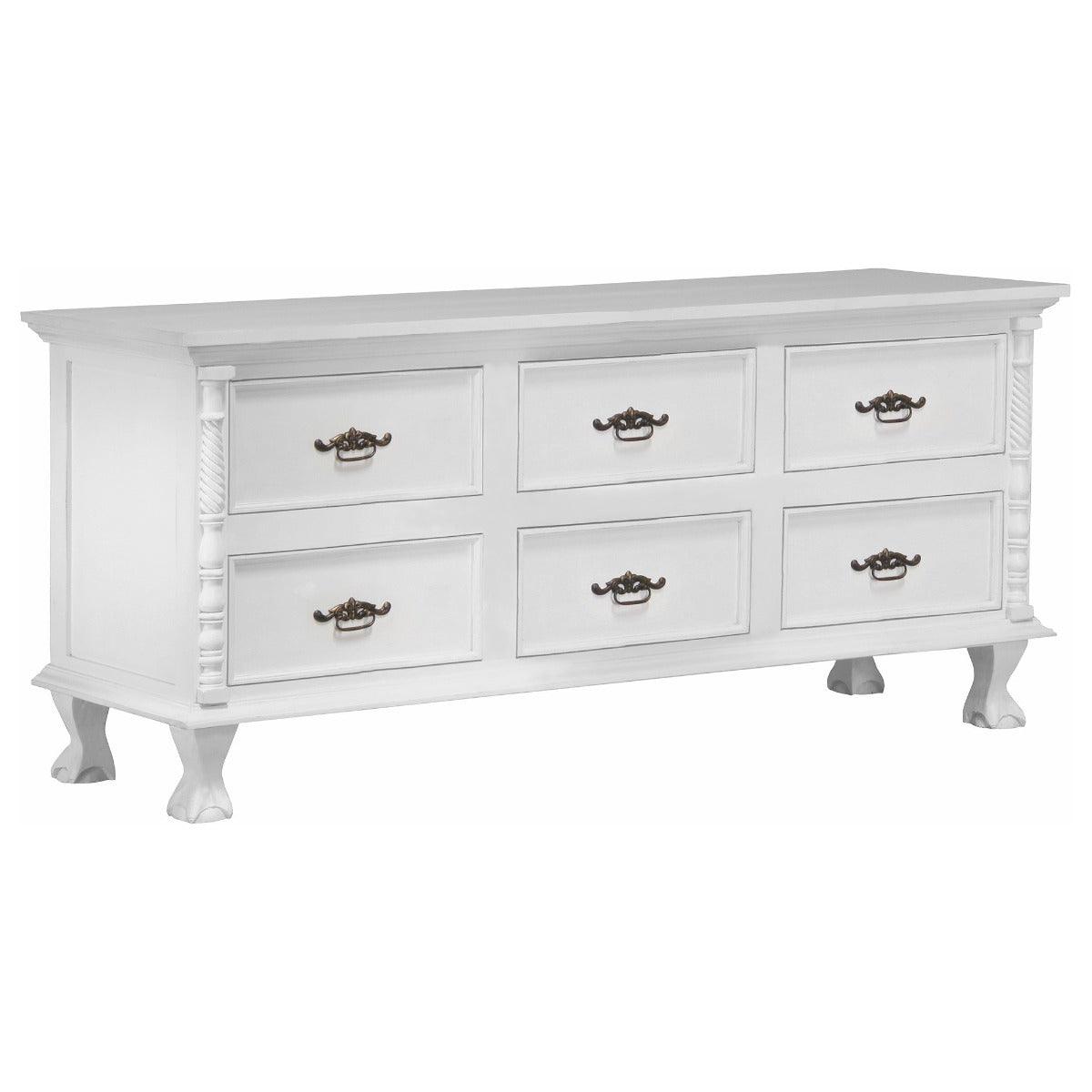 ORLIA SOLID MAHOGANY 6 DRAWER DRESSER IN WHITE