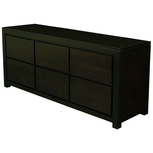 TANAKA SOLID MAHOGANY 6 DRAWERS DRESSER IN CHOCOLATE