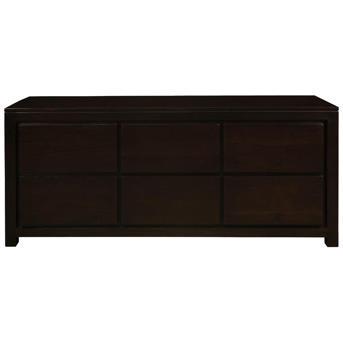 TANAKA SOLID MAHOGANY 6 DRAWERS DRESSER IN CHOCOLATE - MyChocolateWood