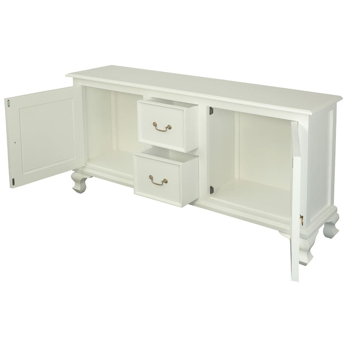 STEWART QUEEN ANN STYLE SOLID MAHOGANY 2 DOORS 2 DRAWERS 160CM BUFFET/SIDEBOARD IN SOLID WHITE
