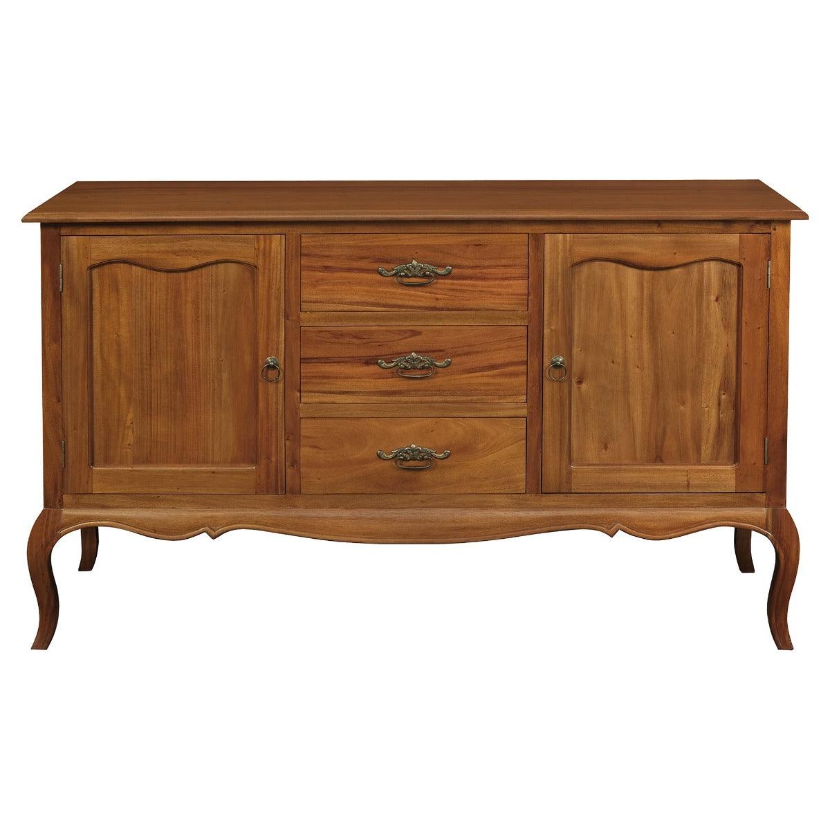 ELODIE  BUFFET/SIDEBOARD 2 DOORS 3 DRAWERS IN SOLID MAHOGANY LIGHT PECAN