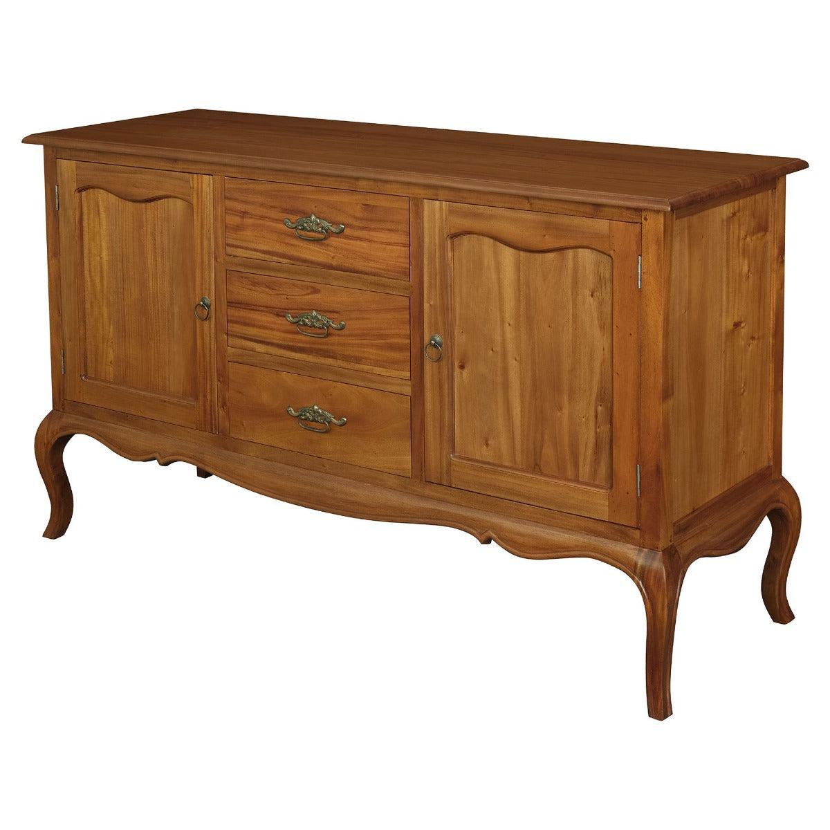ELODIE  BUFFET/SIDEBOARD 2 DOORS 3 DRAWERS IN SOLID MAHOGANY LIGHT PECAN