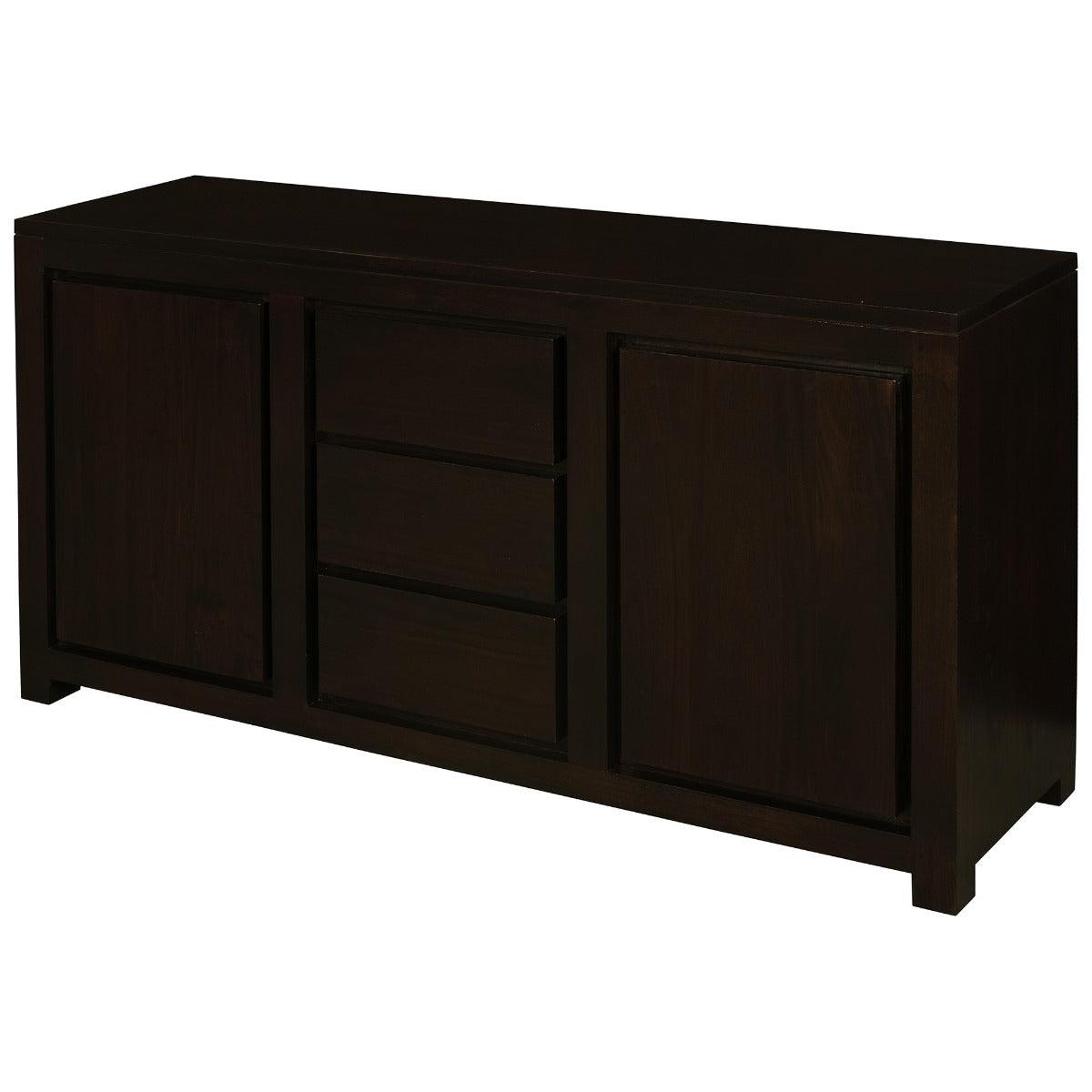 TANAKA SOLID MAHOGANY BUFFET WITH 2 DOORS & 3 DRAWERS IN CHOCOLATE FINISH - MyChocolateWood