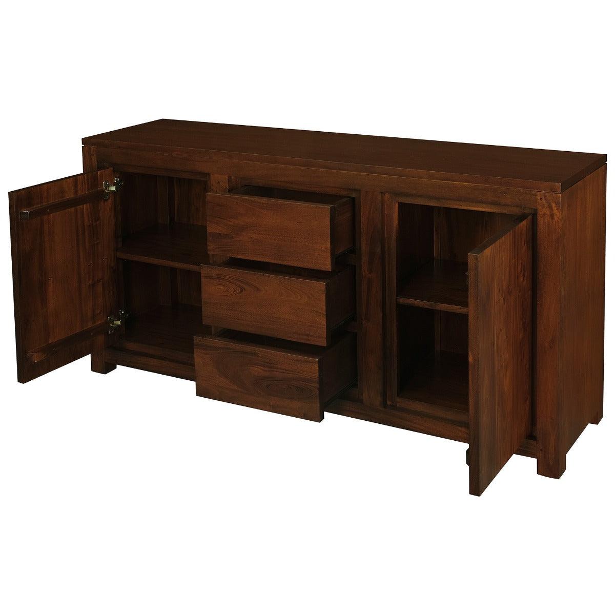 TANAKA SOLID MAHOGANY BUFFET WITH 2 DOORS & 3 DRAWERS IN MAHOGANY FINISH