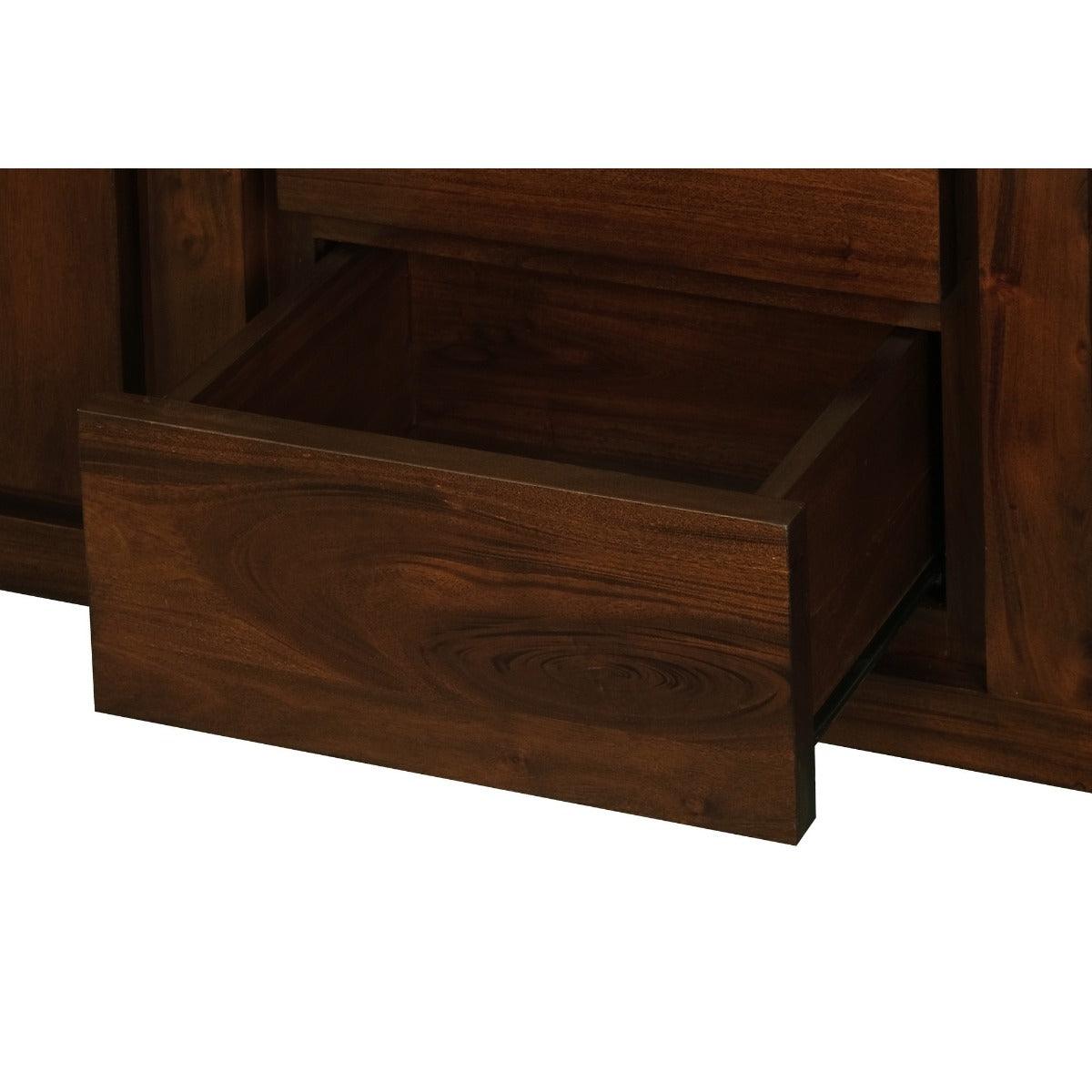 TANAKA SOLID MAHOGANY BUFFET WITH 2 DOORS & 3 DRAWERS IN MAHOGANY FINISH