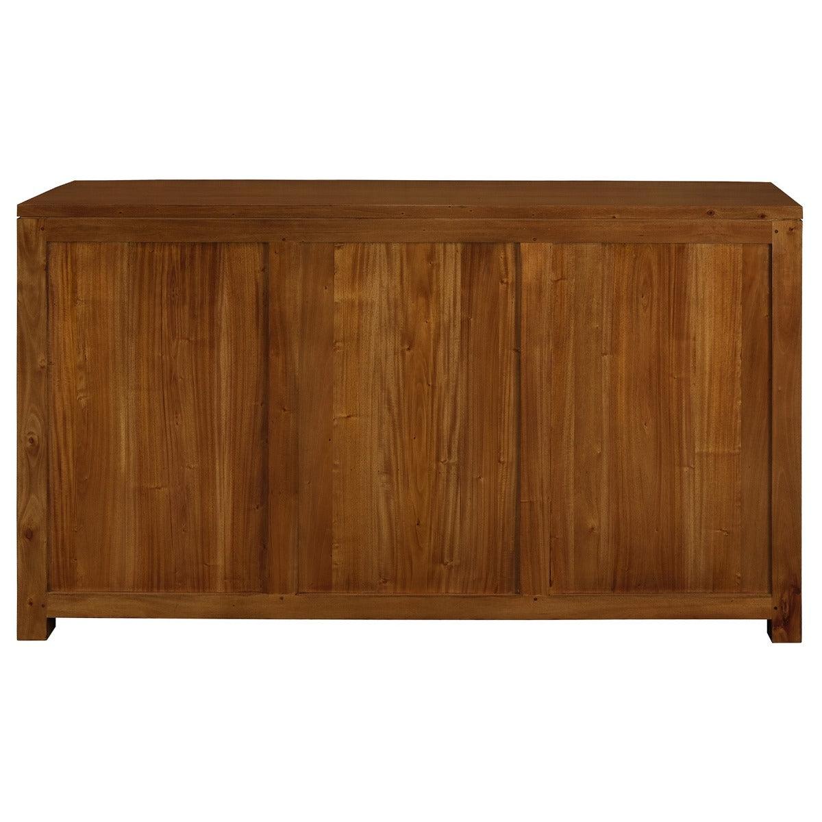 TANAKA SOLID MAHOGANY BUFFET WITH 3 DOORS & DRAWERS IN LIGHT PECAN FINISH - MyChocolateWood