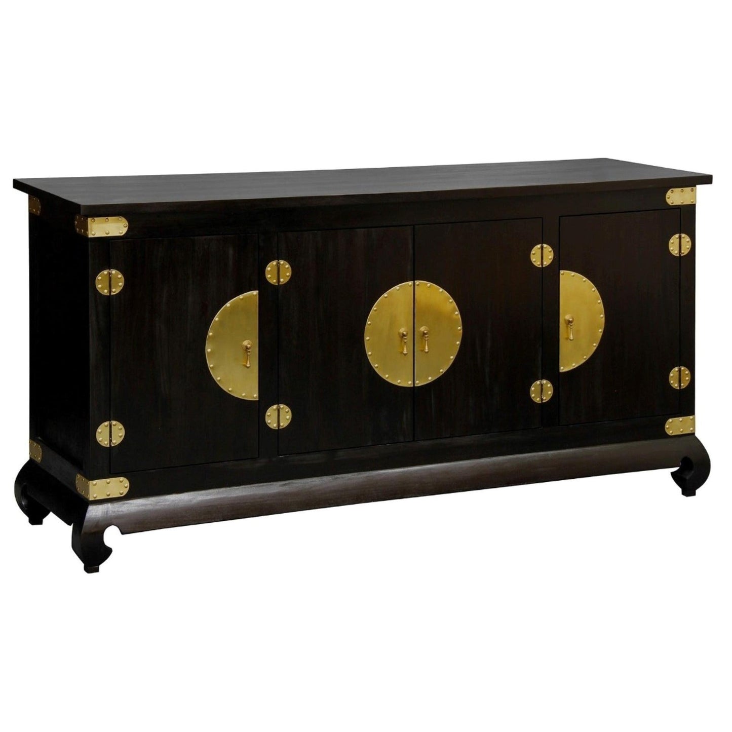 HIROKO SOLID MAHOGANY CHINESE STYLE 182CM 4 DOORS BUFFET IN CHOCOLATE