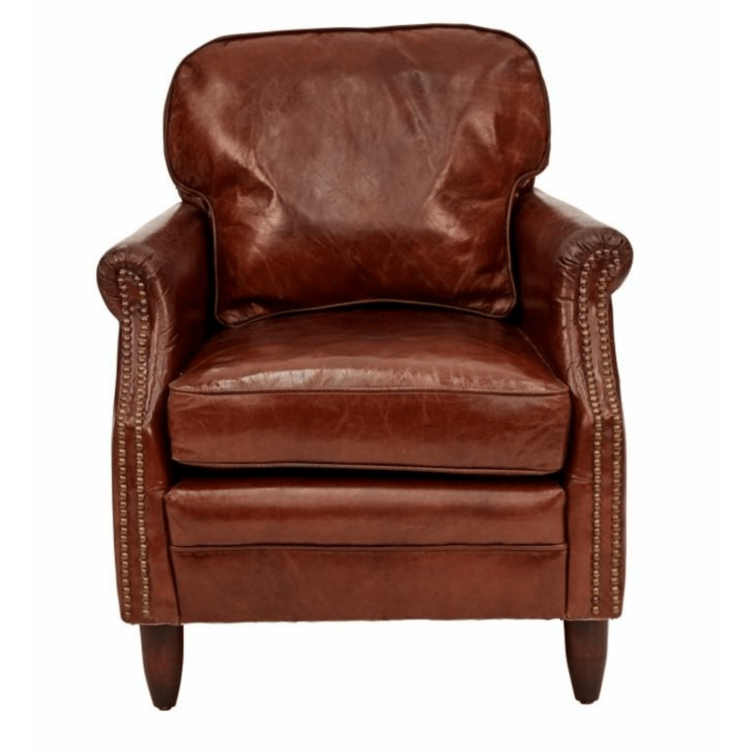 LEXINGTON AGED LEATHER ARMCHAIR IN AGED NATURAL