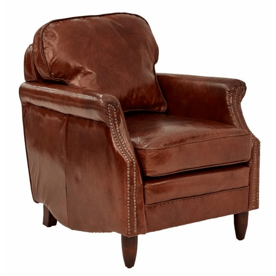 LEXINGTON AGED LEATHER ARMCHAIR IN AGED NATURAL