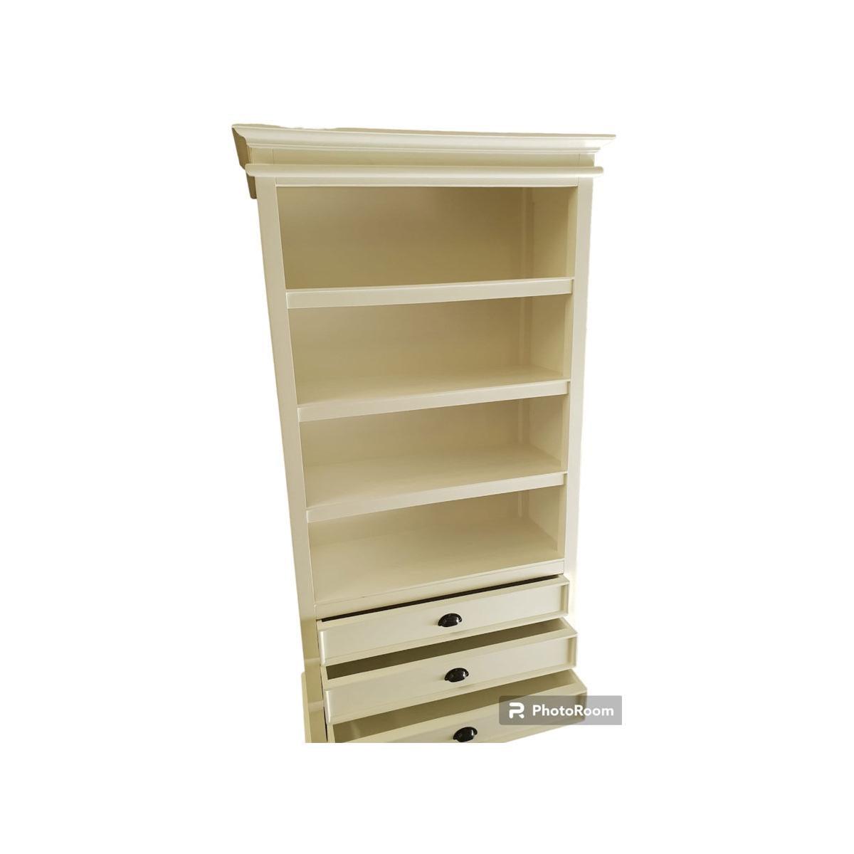 SHEBA BOOKCASE BOOKSHELF 3-DRAWERS / 4 SHELVES - WHITE