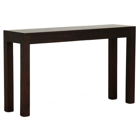 TANAKA SOLID MAHOGANY TIMBER CONSOLE TABLE/HALL TABLE WITH 2 HIDDEN DRAWERS IN CHOCOLATE COLOUR