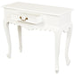 GABRIELLE QUEEN ANN SOLID MAHOGANY CARVED CONSOLE TABLE 1 DRAWER IN SOLID WHITE 90CM - MyChocolateWood