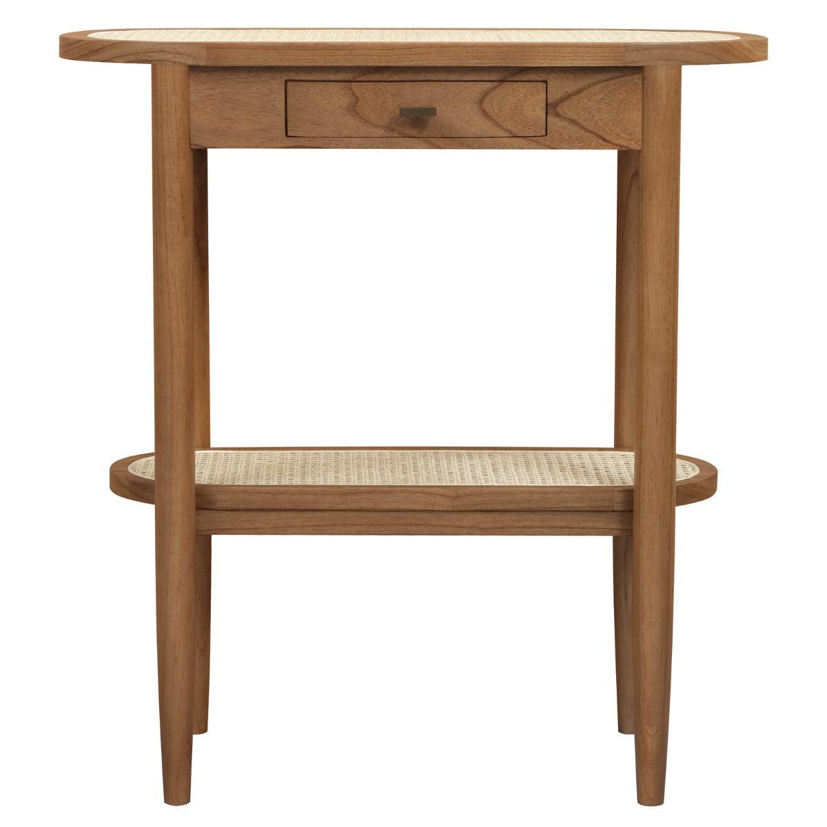 KELLY WHITE CEDAR TIMBER 1 DRAW CONSOLE TABLE ALMOND