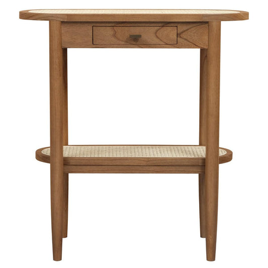 KELLY WHITE CEDAR TIMBER 1 DRAW CONSOLE TABLE ALMOND