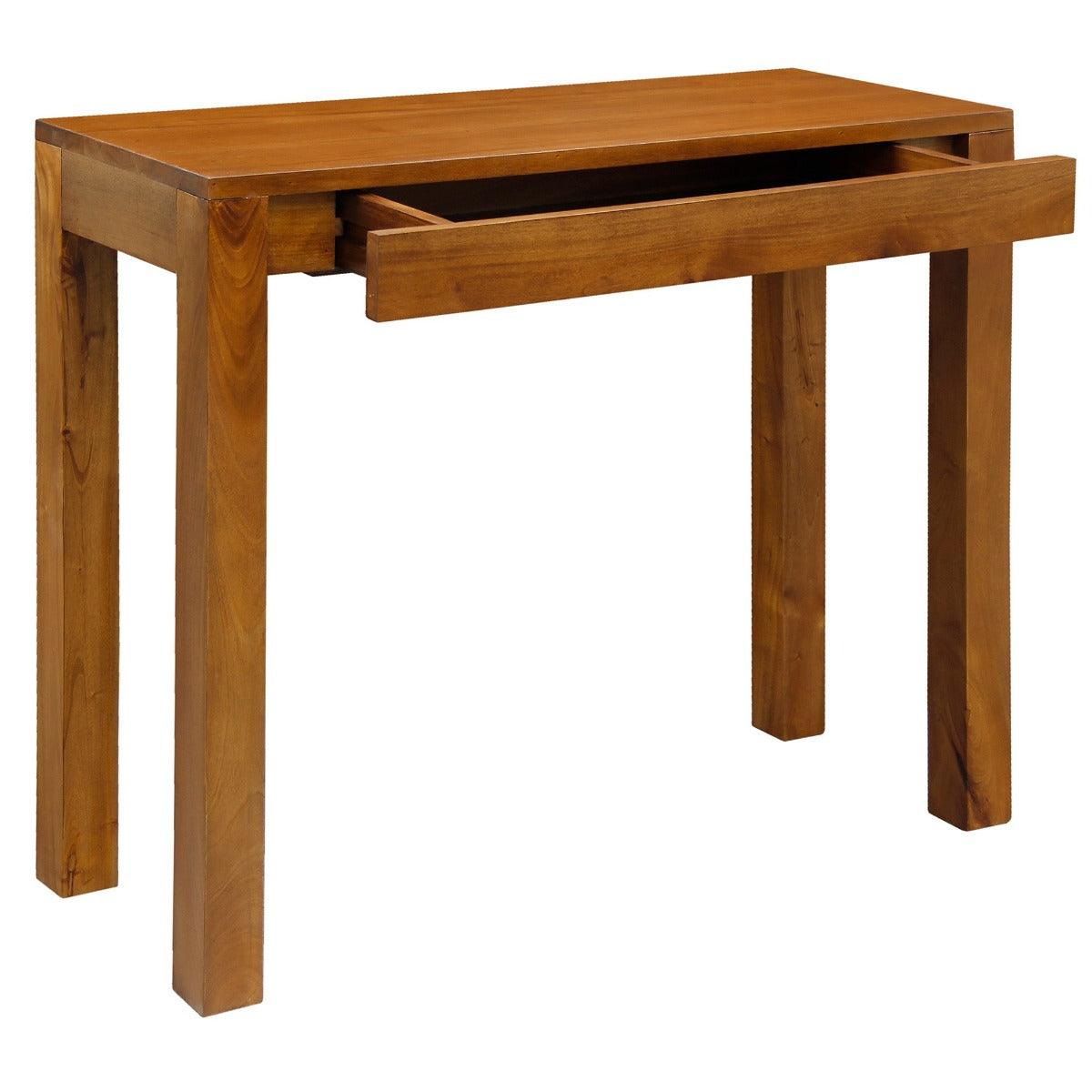 TANAKA SOLID MAHOGANY TIMBER DESK WITH 1 HIDDEN DRAWER IN LIGHT PECAN