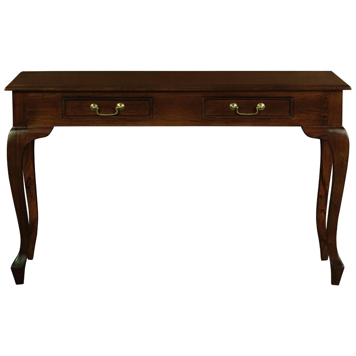 STEWART QUEEN ANN STYLE SOLID MAHOGANY 2 DRAWERS 120CM CONSOLE TABLE IN MAHOGANY