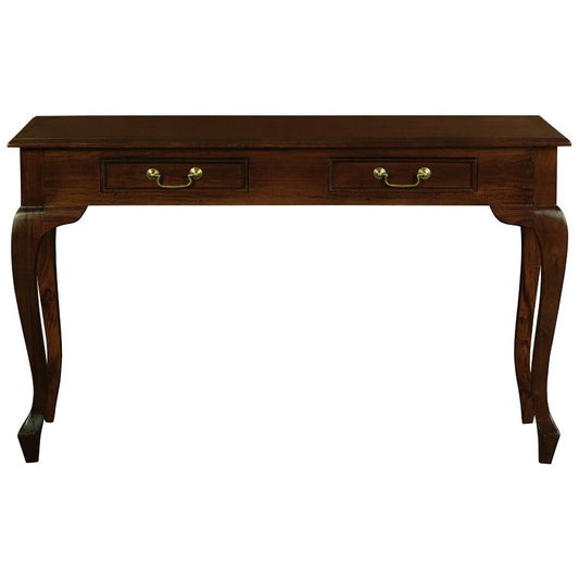 STEWART QUEEN ANN STYLE SOLID MAHOGANY 2 DRAWERS 120CM CONSOLE TABLE IN MAHOGANY