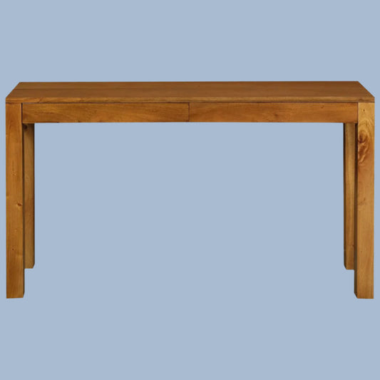 TANAKA SOLID MAHOGANY TIMBER CONSOLE TABLE WITH 2 HIDDEN DRAWERS IN LIGHT PECAN