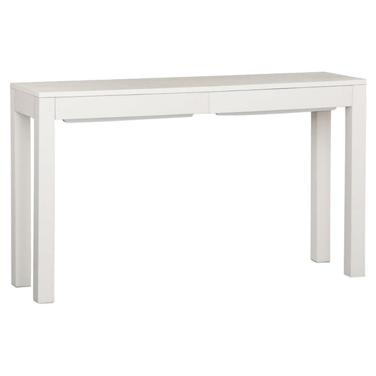 TANAKA SOLID MAHOGANY TIMBER CONSOLE TABLE/ HALL TABLE WITH 2 HIDDEN DRAWERS IN WHITE