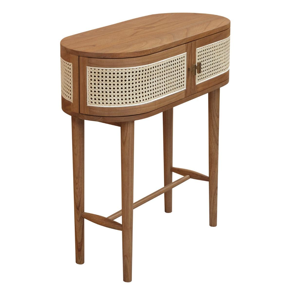 KELLY WHITE CEDAR TIMBER 2 DOORS CONSOLE TABLE ALMOND