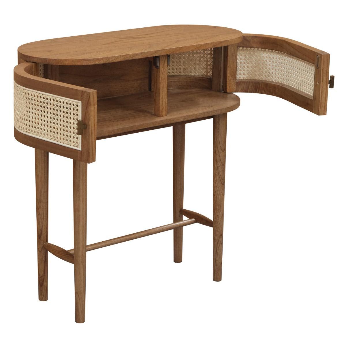 KELLY WHITE CEDAR TIMBER 2 DOORS CONSOLE TABLE ALMOND