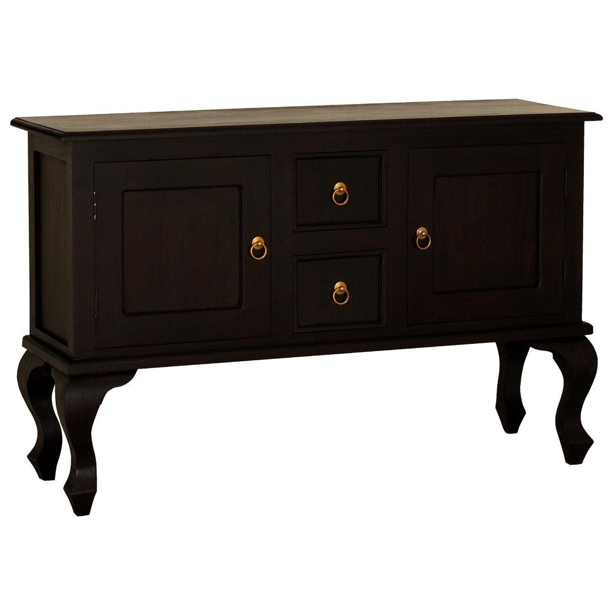 STEWART QUEEN ANN STYLE SOLID MAHOGANY SOFA TABLE 2 DOORS 2 DRAWERS CHOCOLATE 130CM