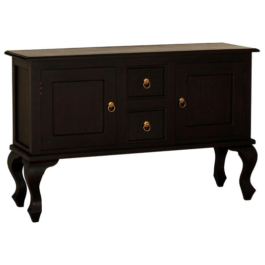 STEWART QUEEN ANN STYLE SOLID MAHOGANY SOFA TABLE 2 DOORS 2 DRAWERS CHOCOLATE 130CM