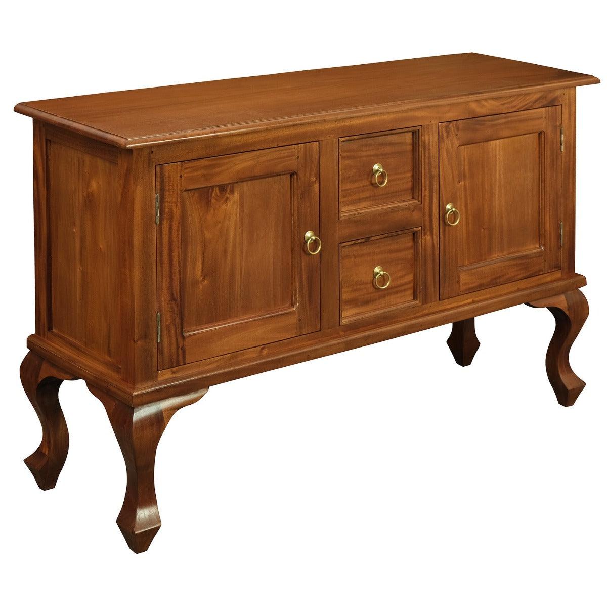 STEWART QUEEN ANN STYLE SOLID MAHOGANY SOFA TABLE 2 DOORS & 2 DRAWERS IN LIGHT PECAN 130CM