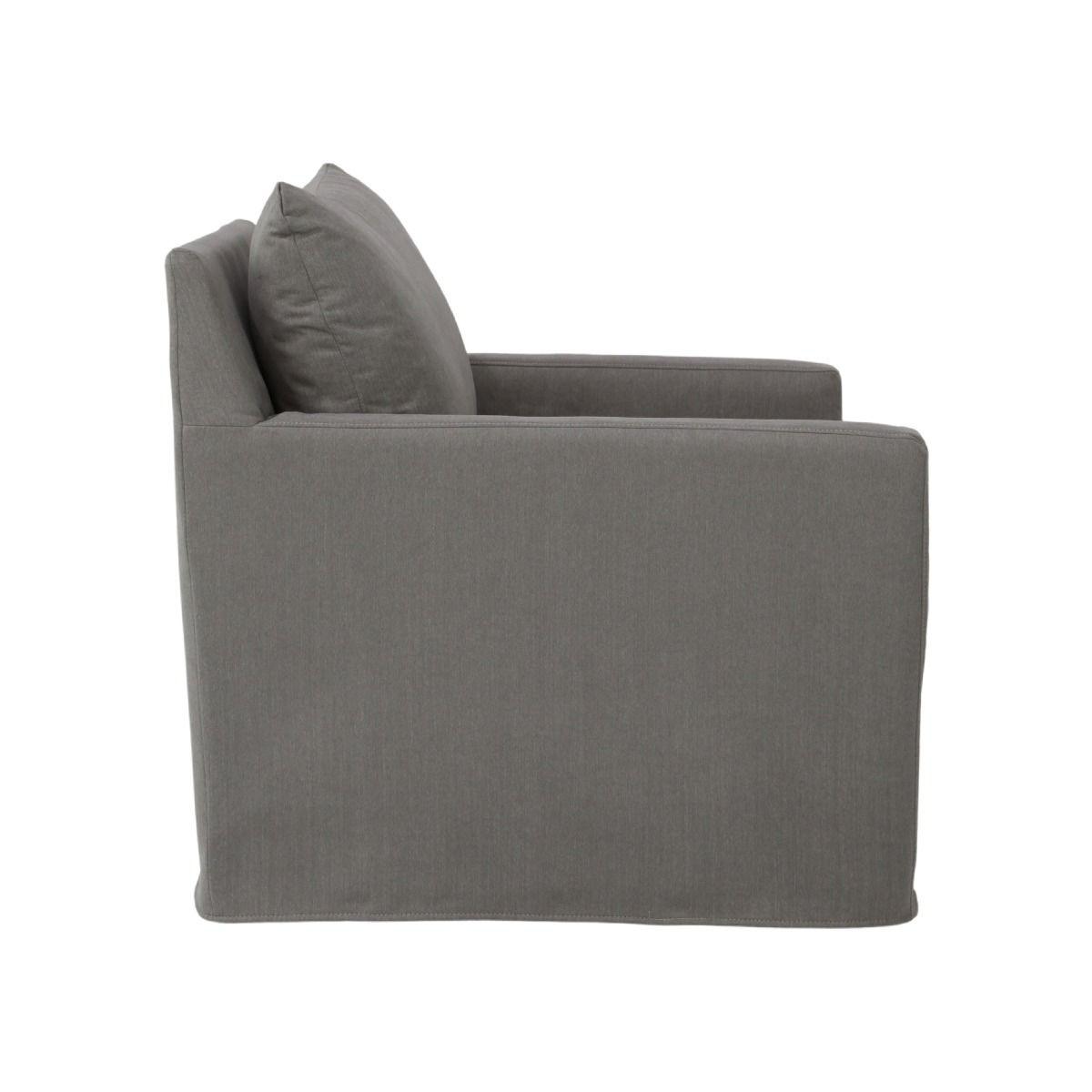 DORAN HAMPTONS STYLE SWIVEL ARMCHAIR LOUNGE CHAIR SLATE FABRIC SLIPCOVER CHAIR