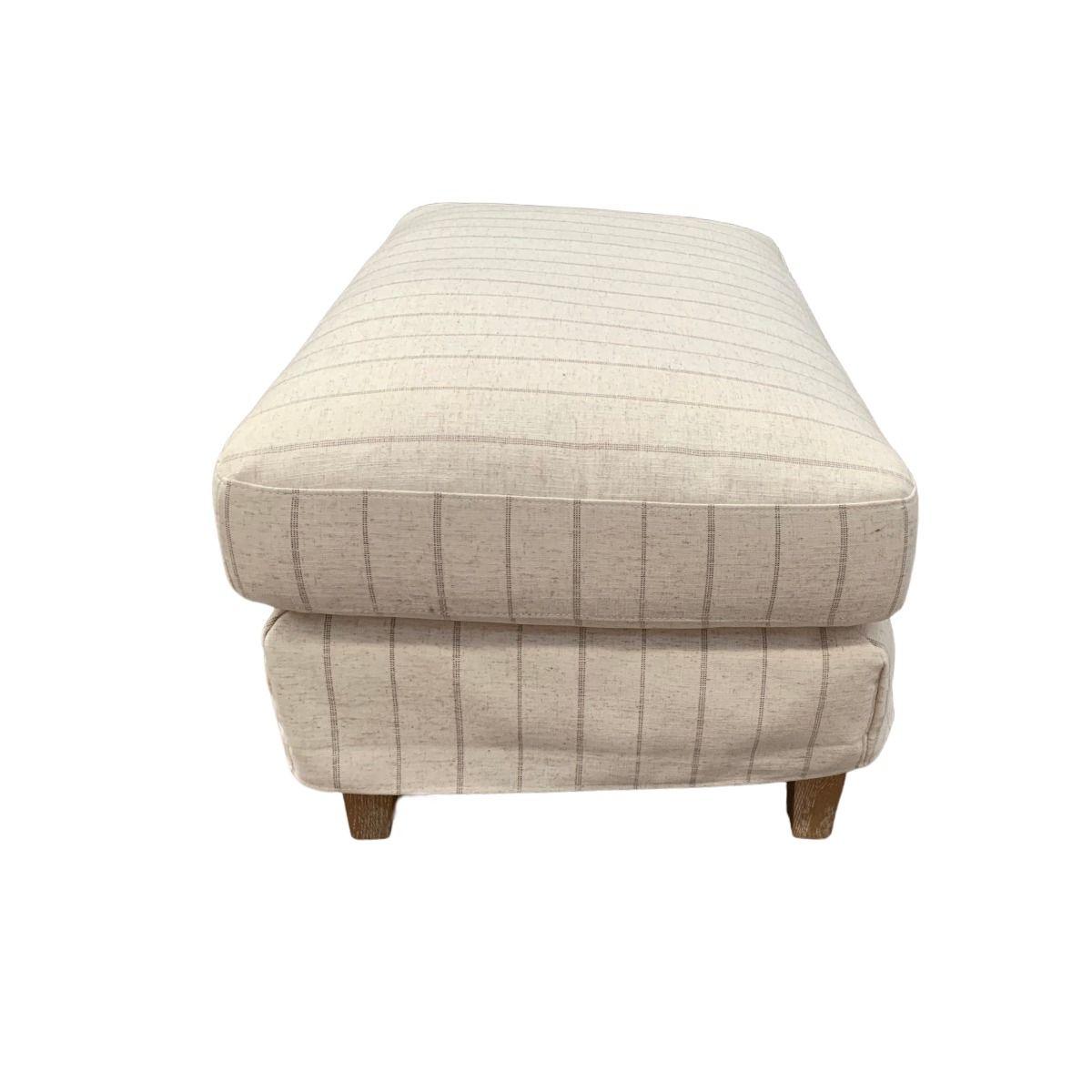 ALBERTO OTTOMAN FOOTSTOOL POUF SOLID PINE & HARDWOOD FRAME CALANTINO STRIPE - MyChocolateWood