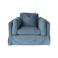 LARK SLIPCOVER CHAIR HAMPTONS STYLE SWIVEL ARMCHAIR IN DEXTER DENIM FABRIC