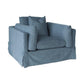 LARK SLIPCOVER CHAIR HAMPTONS STYLE SWIVEL ARMCHAIR IN DEXTER DENIM FABRIC