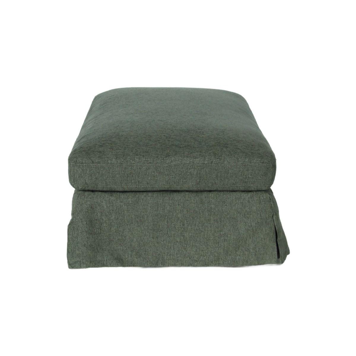 LARK SLIPCOVER OTTOMAN HAMPTONS STYLE IN DEXTER EUCALYPTUS FABRIC - MyChocolateWood