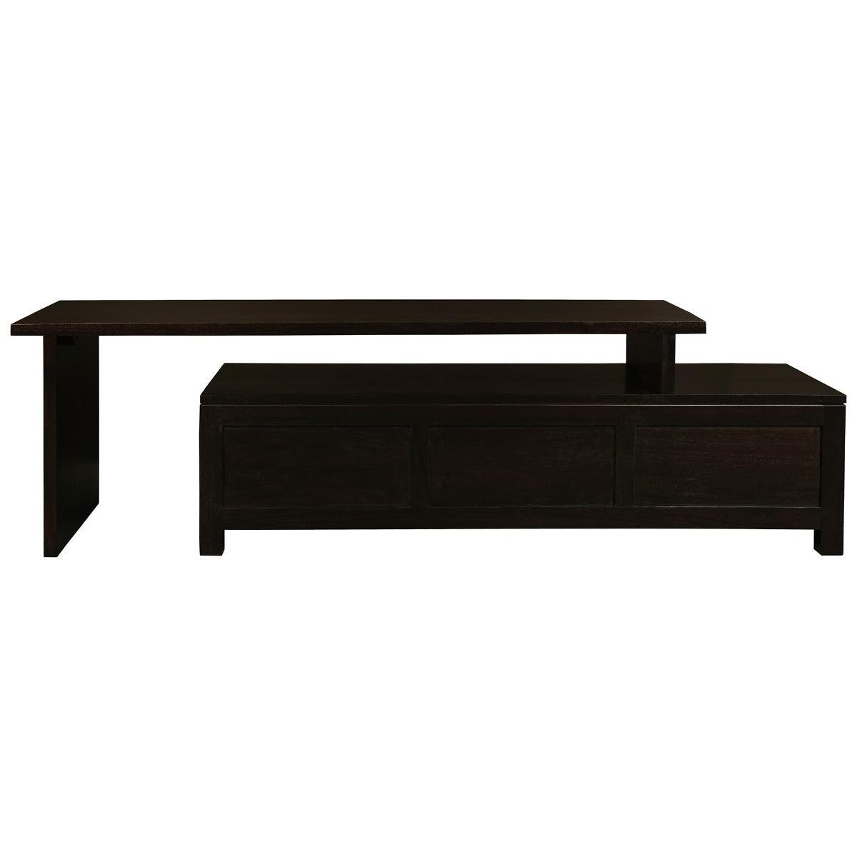 PARIS SOLID MAHOGANY TIMBER 3 DRAWERS 150CM EXTENSION TV/ENTERTAINMENT UNIT - CHOCOLATE