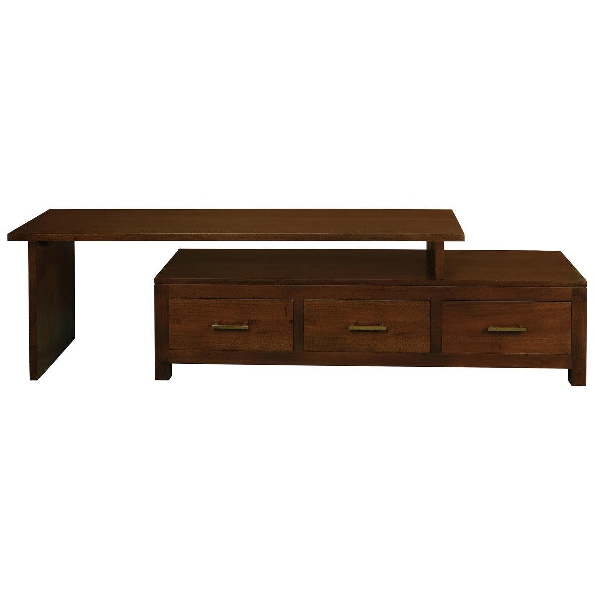 PARIS SOLID MAHOGANY TIMBER 3 DRAWERS 150CM EXTENSION TV/ENTERTAINMENT UNIT - MAHOGANY