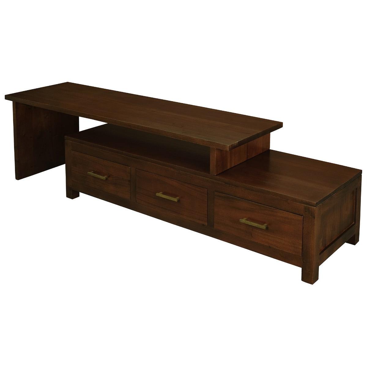 PARIS SOLID MAHOGANY TIMBER 3 DRAWERS 150CM EXTENSION TV/ENTERTAINMENT UNIT - MAHOGANY