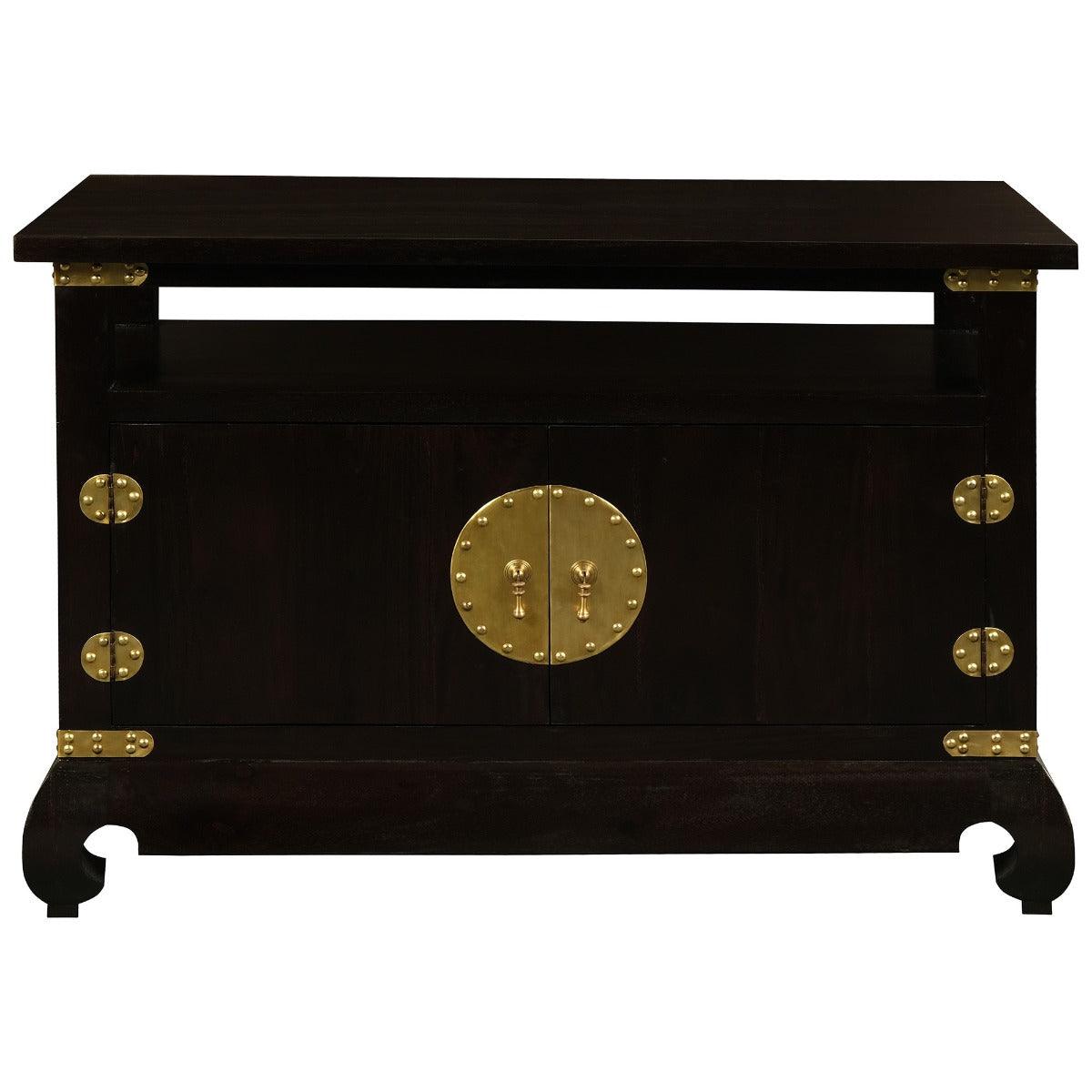 HIROKO SOLID MAHOGANY CHINESE STYLE 97CM TV/ENTERTAINMENT UNIT IN CHOCOLATE