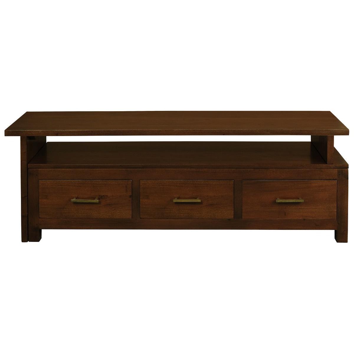 PARIS SOLID MAHOGANY TIMBER 3 DRAWERS 150CM EXTENSION TV/ENTERTAINMENT UNIT - MAHOGANY