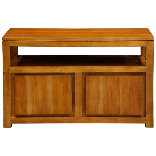TANAKA SOLID MAHOGANY SMALL TV UNIT WITH 2 DOORS IN LIGHT PECAN