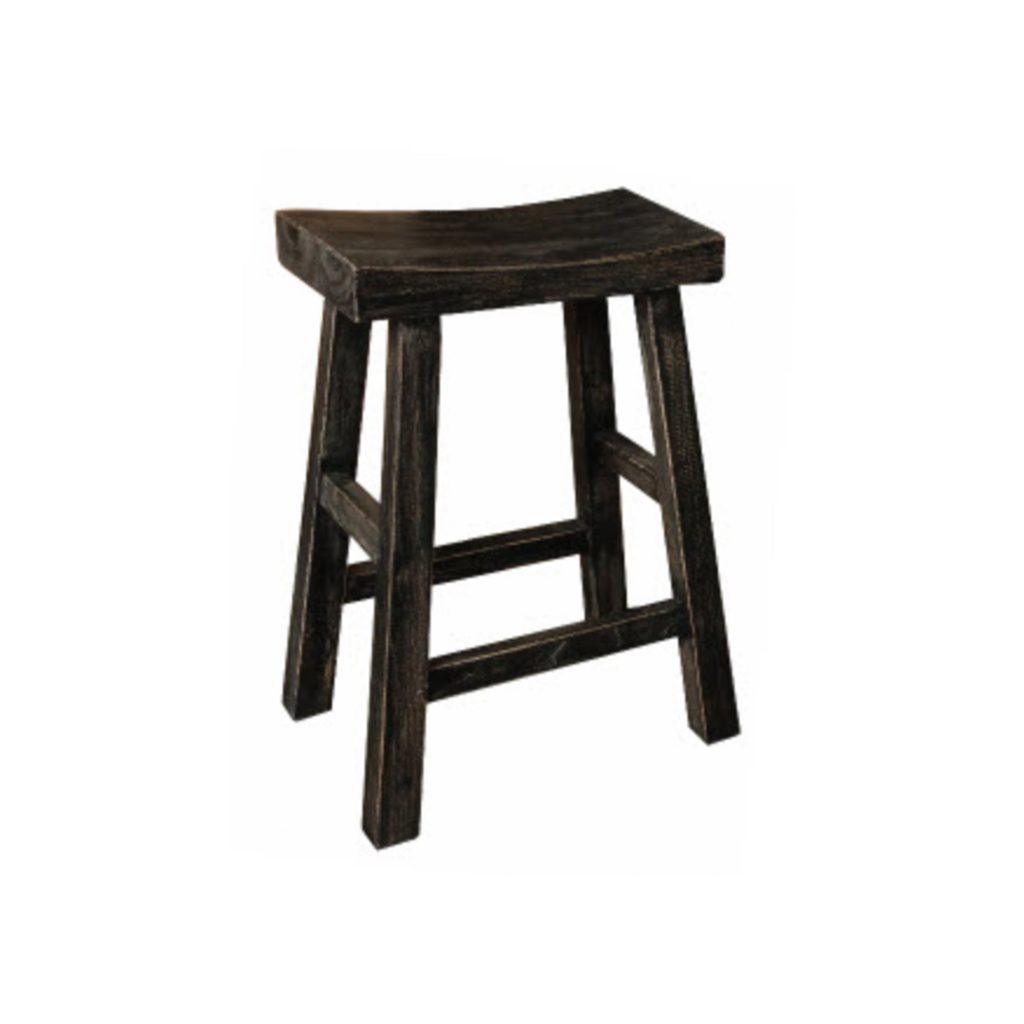 CHAGA RECYCLED ELM BAR STOOL IN DISTRESSED BLACK