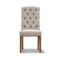 ROSSI HAMPTONS SOLID RUBBER WOOD DINING CHAIR WITH A BEIGE LINEN FABRIC - MyChocolateWood