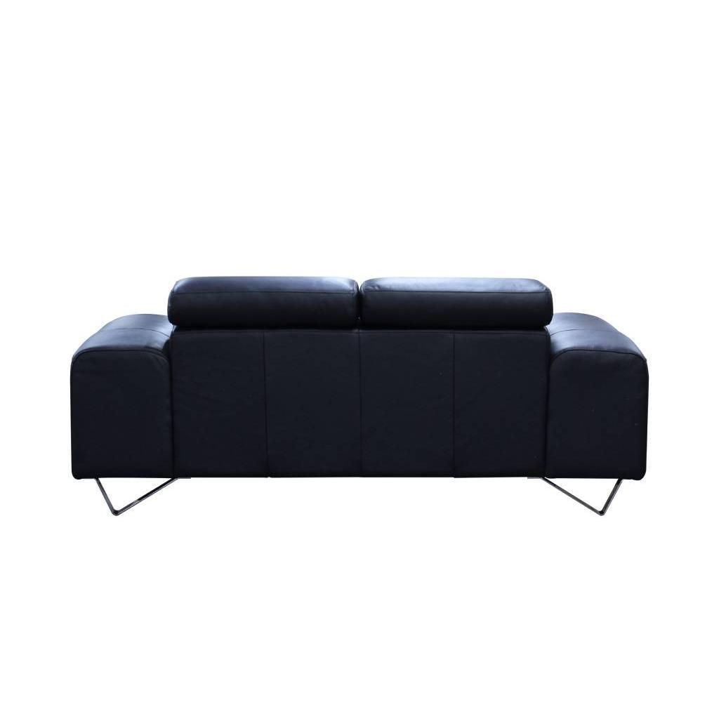 BELLAGIO GENUINE LEATHER 2-SEATER CONTEMPORARY SOFA COUCH SETTEE BLACK