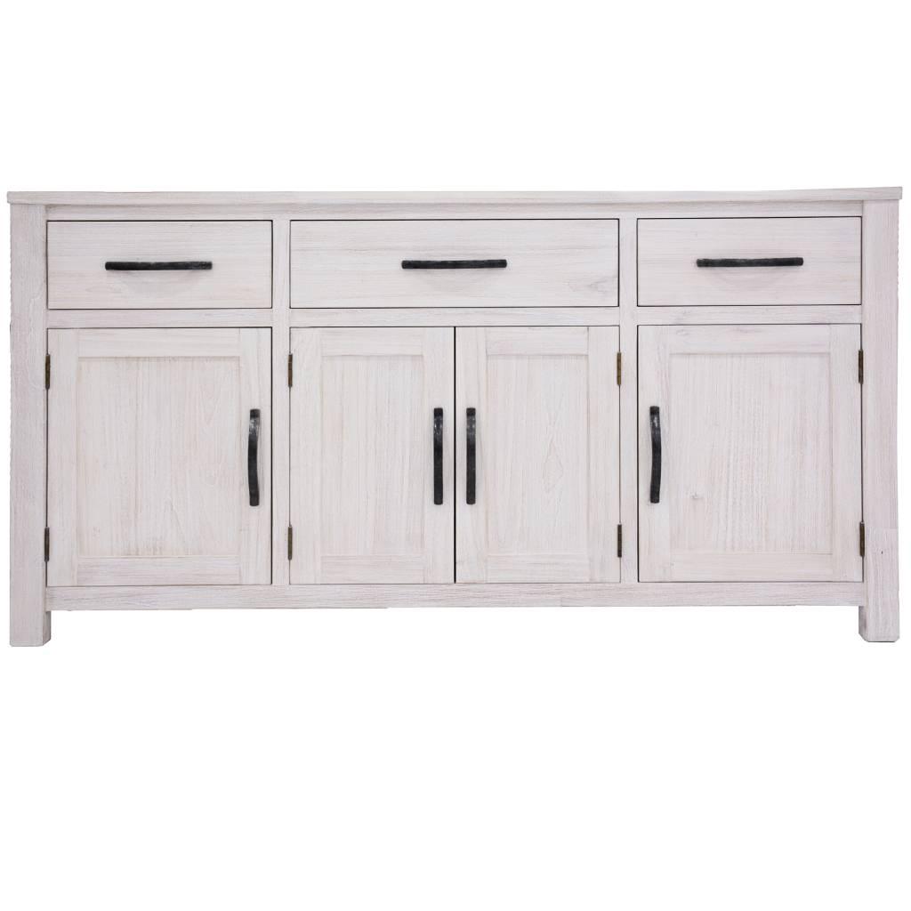 Cheap Timber 2 Door 4 Drawer Sideboard Whitewash