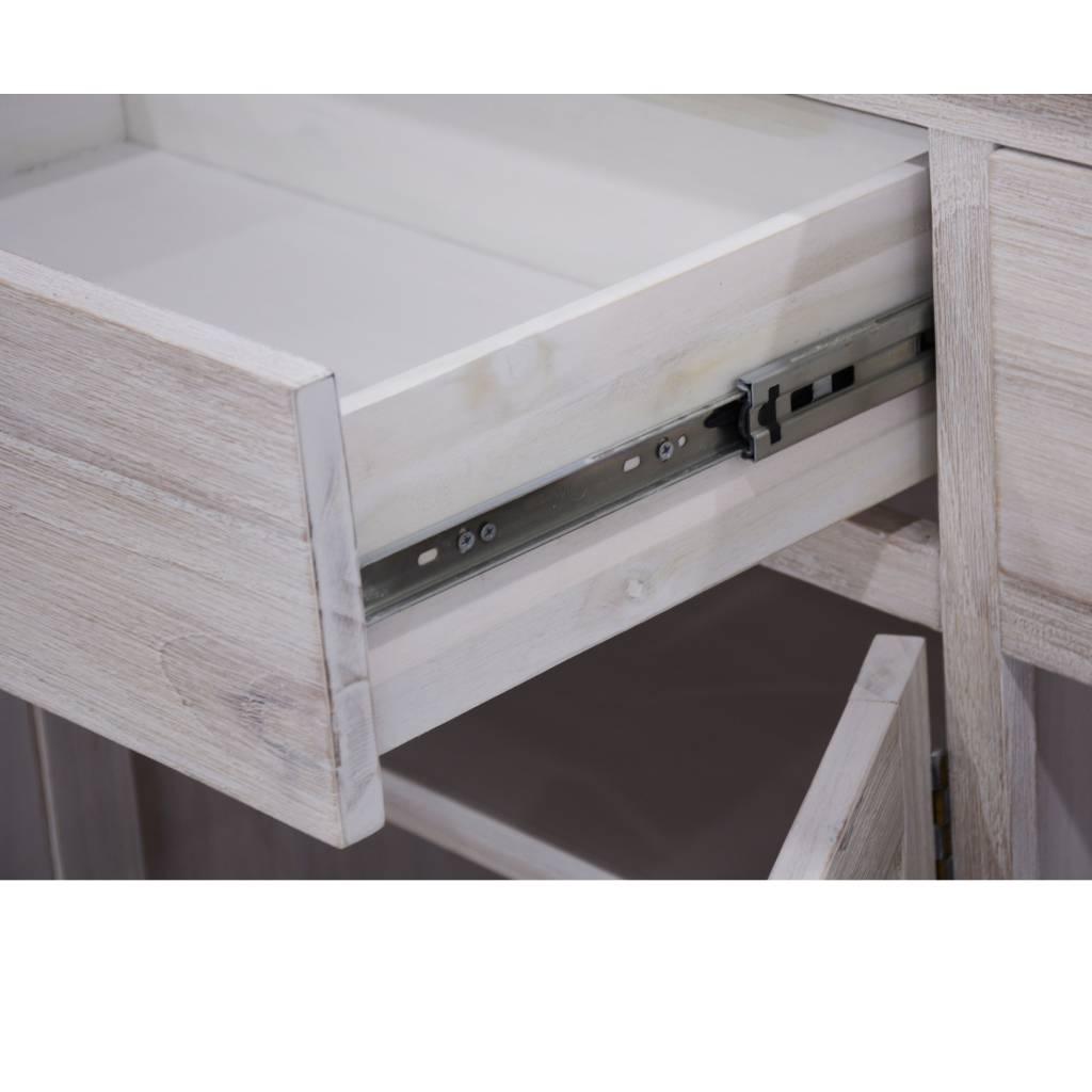 MANLY 50CM 3 DRAWERS BEDSIDE TABLE IN BRUSHED WHITEWASH