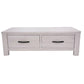MANLY SOLID MOUNTAIN ASH TIMBER 2 DRAWER COFFEE TABLE IN BRUSHED WHITEWASH 127CM